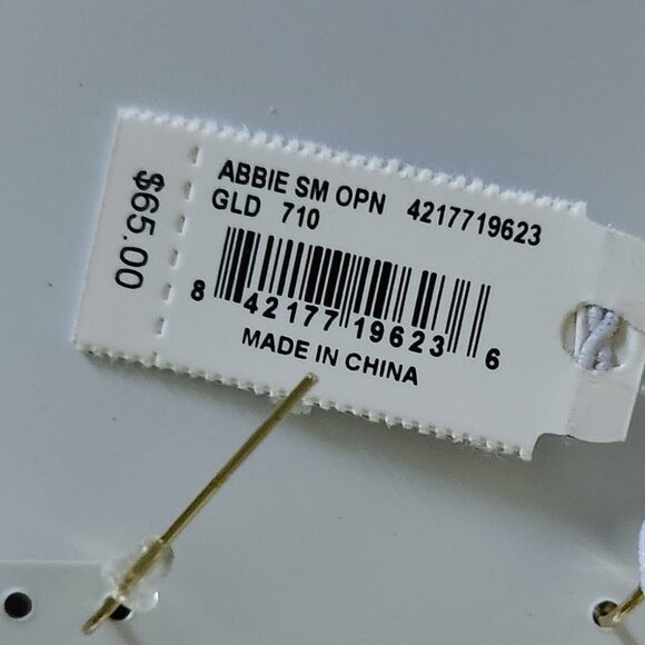 Kendra Scott Abbie Gold Tone Open Frame Earrings in White Crystal - Picture 5 of 6